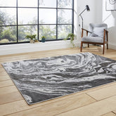 Apollo GR584 Modern Abstract Distressed Rugs in Grey