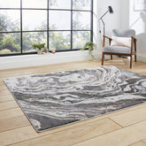 Apollo GR584 Modern Abstract Distressed Rugs in Grey/Rose