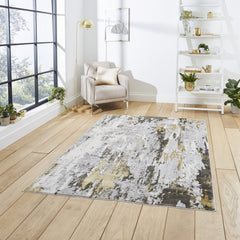 Apollo GR580 Modern Abstract Distressed Rugs in Grey/Gold