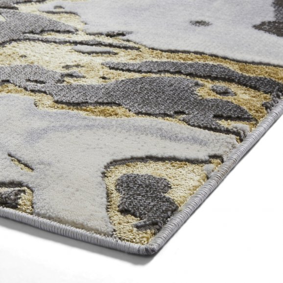 Apollo GR584 Modern Abstract Distressed Rugs in Grey/Gold