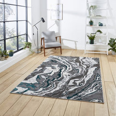 Apollo GR584 Modern Abstract Distressed Rugs in Grey/Green